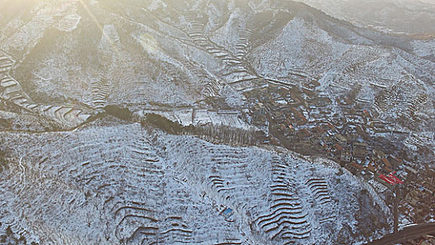 航拍济南南部山区九如山