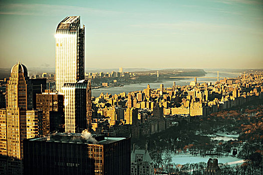 纽约,摩天大楼,屋顶,市景