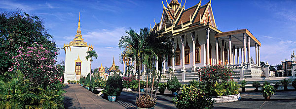 银塔,皇宫,金边,柬埔寨,印度支那,东南亚,亚洲