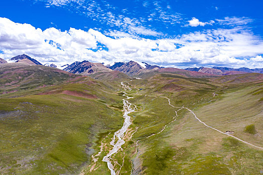 航拍西藏的河流