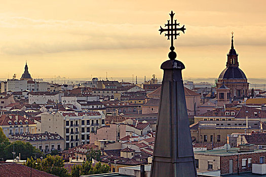 圆顶,尖顶,屋顶,城市天际线,马德里,西班牙
