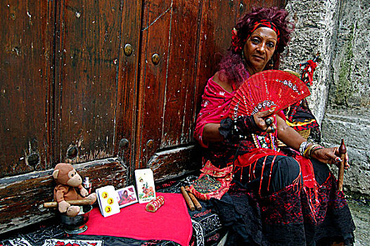 吉普赛,女人,古巴,哈瓦那,十一月,2007年,首都,港口,商业中心,城市,一个,居民