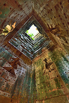 柬埔寨吴哥古城塔普伦寺天井