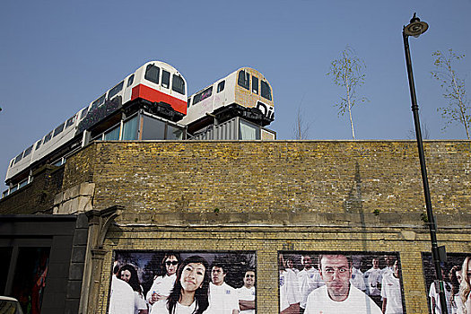 英格兰,伦敦,仰视,两个,地铁,车厢,办公室,上面,建筑,东方