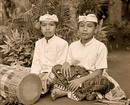 印度尼西亚,巴厘岛,男孩,传统服装,手,前景