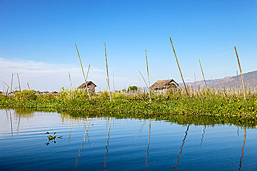 反射,茵莱湖,缅甸