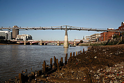 看,前滩,泰晤士河,千禧桥,伦敦