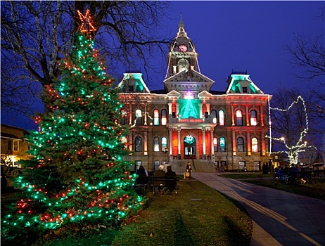 剑桥,俄亥俄,圣诞节,灯光
