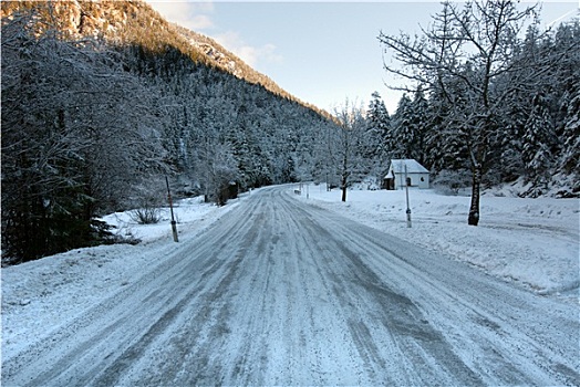 冰,道路,奥地利