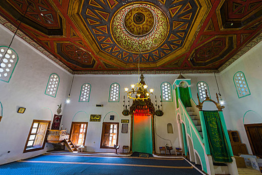 清真寺,祈祷,大厅,木质,雕刻,天花板,培拉特,阿尔巴尼亚,欧洲