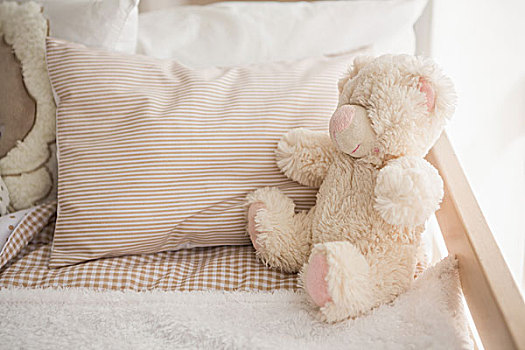 泰迪熊,婴儿床,在家,卧室