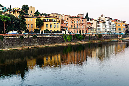 阿尔诺河,堤,早晨,亮光,佛罗伦萨
