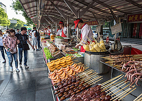 中国,北京,城市,王府井,地区,食品市场