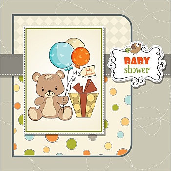 婴儿,礼物,卡,可爱,泰迪熊