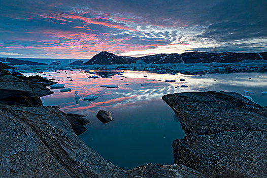 风景,冰,约翰,峡湾,格陵兰东部,格陵兰