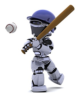 机器人,玩,棒球
