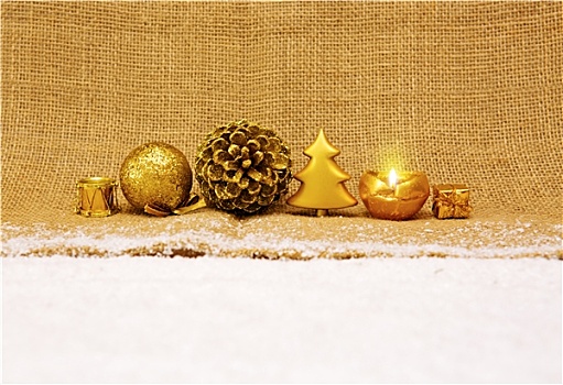 金色,圣诞装饰,降临节,蜡烛