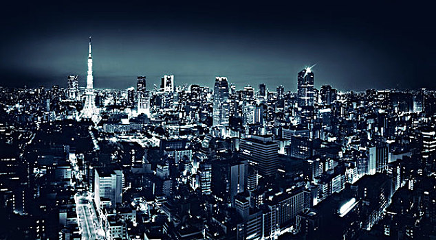 城市,夜晚,东京港区,东京,日本,亚洲
