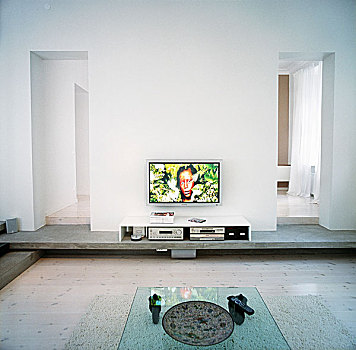 低,餐具柜,多媒体,装置,室内,电视,墙壁
