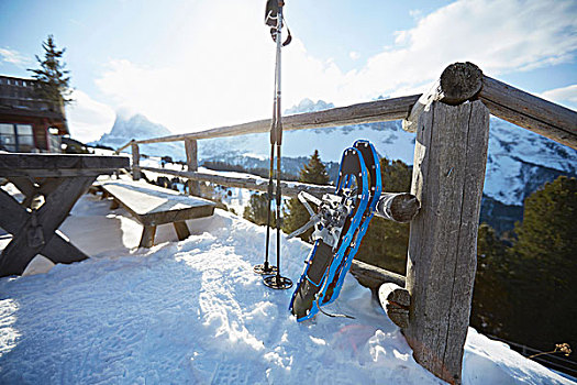 滑雪杖,雪鞋,户外,山,餐馆,白云岩,艾萨克谷,南蒂罗尔,意大利