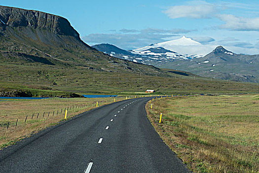 西部,冰岛,韦斯特兰德,斯奈山半岛,风景,冰河,国家,道路