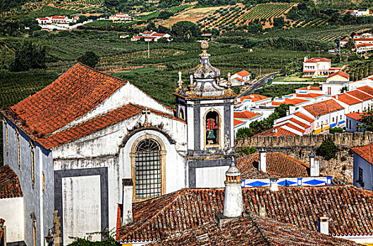 葡萄牙,奥比都斯,街道,户外,老,墙壁,城镇