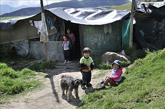 孩子,贫民窟,哥伦比亚,南美
