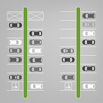 停车场,俯视,矢量,图示,汽车,抽象,收集,简单