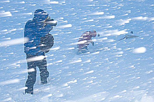 滑雪者,室外,帐蓬,白天,风暴,达尔文,智利,一个,摄影师,照相,暴风雪