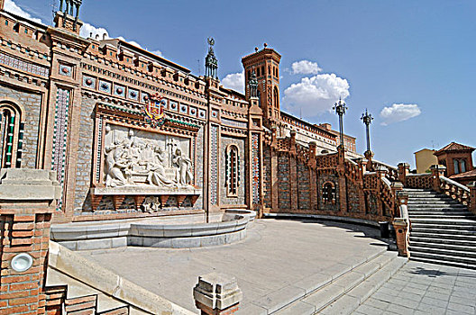 壁画,爱人,喷泉,楼梯,建筑,特鲁埃尔,世界遗产,阿拉贡,西班牙,欧洲