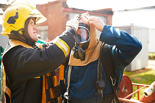 消防员,培训,经理,帮助,呼吸装置,设施