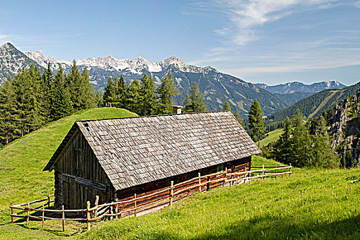 山区木屋,山,上奥地利州,奥地利,欧洲