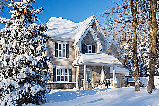 积雪,房子,魁北克,加拿大