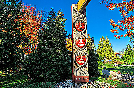 入口,海岸,门口,雕刻,史坦利公园,温哥华,不列颠哥伦比亚省,加拿大