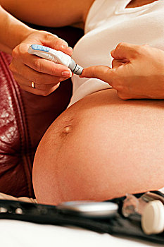 孕妇,血样,手指,血,葡萄糖,水平,测验,怀孕,糖尿病