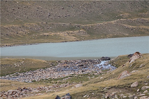 新疆哈密,东天山喀尔里克冰川冰碛湖