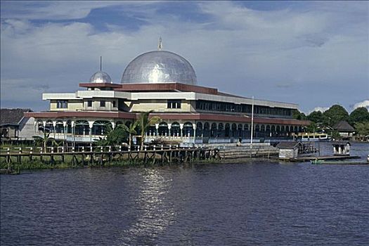 穆斯林,清真寺,河,加里曼丹,婆罗洲,印度尼西亚