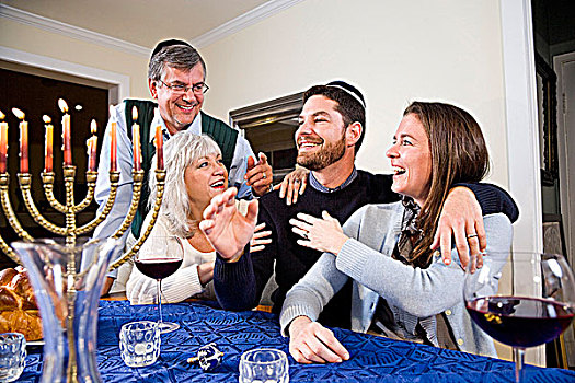 犹太,家庭,庆贺,光明节