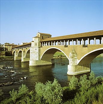 桥,提契诺河,河,帕维亚,伦巴第,意大利