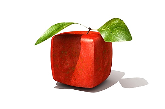 立方体,红苹果
