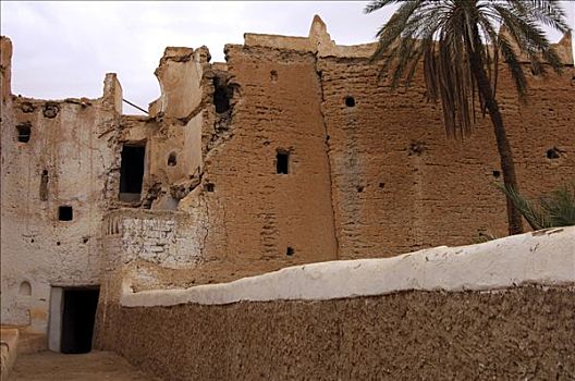 衰败,粘土,建筑,老城,加达梅斯,世界遗产,利比亚