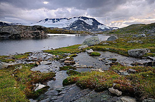 景色,山,冰河,山景,尤通黑门山,国家公园,挪威,斯堪的纳维亚,欧洲