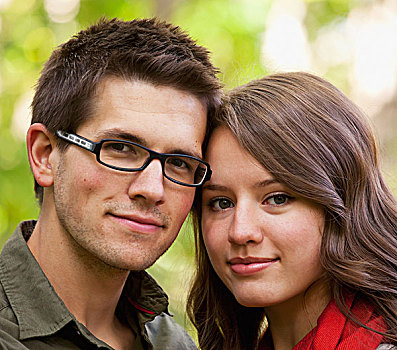 肖像,新婚夫妇,公园,艾伯塔省,加拿大