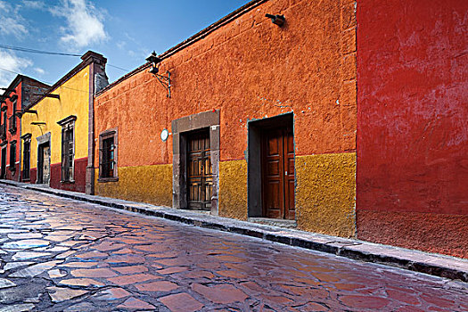 墨西哥,瓜纳华托,圣米格尔,彩色,街景