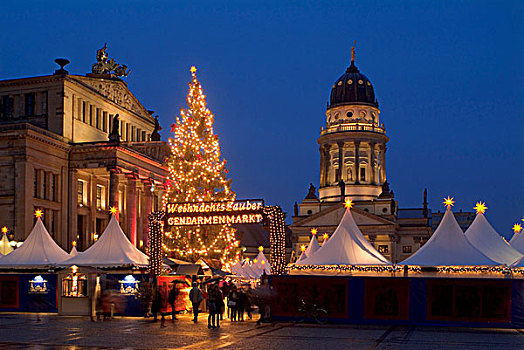圣诞市场,冬天,魔幻,御林广场,音乐厅,法国大教堂,地区,柏林,德国,欧洲
