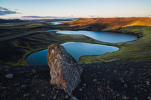 日落,湖区,冰岛
