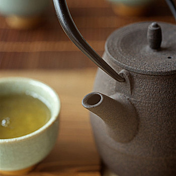绿茶,茶壶,主题,日本料理
