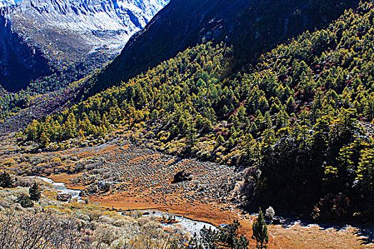 稻城亚丁雪山峡谷高山湖泊