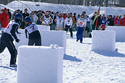 山,打雪仗