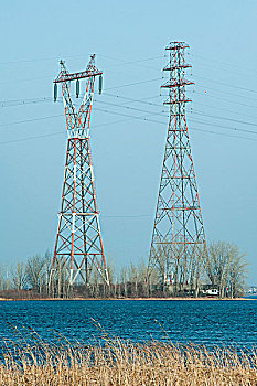 加拿大,圣劳伦斯,河,电线塔